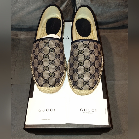 EUC GUCCI MEN'S GG CANVAS ESPADRILLES SIZE 7 - Picture 2 of 13